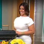 Dana Jacobson’s white short sleeve fitted dress on CBS Mornings