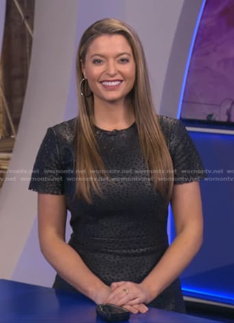 Dani’s black laser cut leather dress on Good Morning America