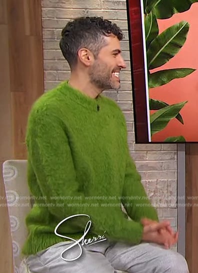 Danny Pellegrino’s green mohair sweater on Sherri