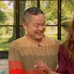 Danny Seo’s stripe cable knit sweater on The Drew Barrymore Show