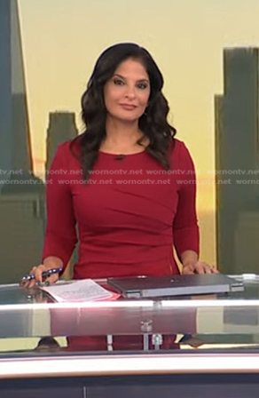 Darlene's red gathered side-zip dress on Today