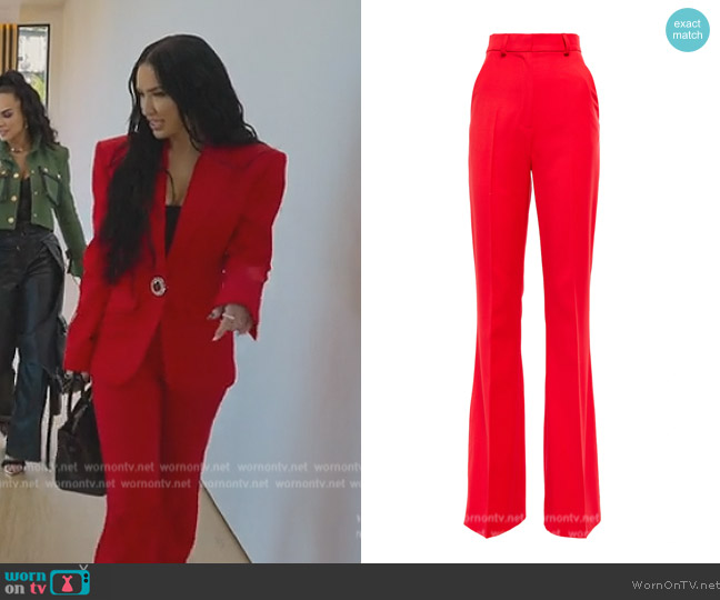 David Koma High-rise flared virgin wool pants worn by Bre Tiesi on Selling Sunset