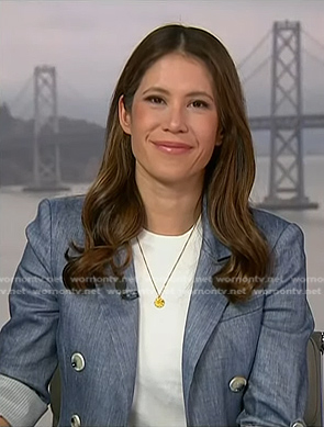 Deirdre Bosa’s chambray double breasted blazer on NBC News Daily