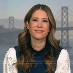 Deirdre’s navy and white mixed media sweater on NBC News Daily