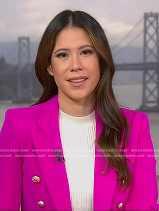 Deirdre’s pink double breasted blazer on NBC News Daily