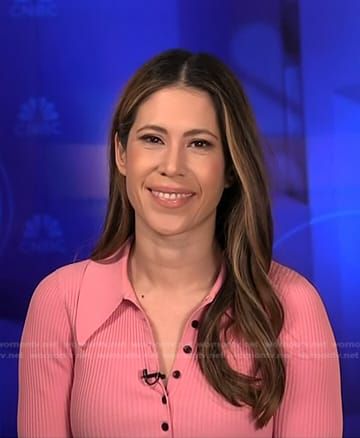 Deirdre Bosa's pink ribbed polo top on NBC News Daily