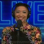 Deja Vu’s black floral print dress on Live with Kelly and Mark