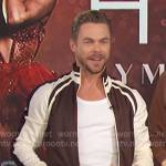 Derek Hough’s brown track jacket on The Talk