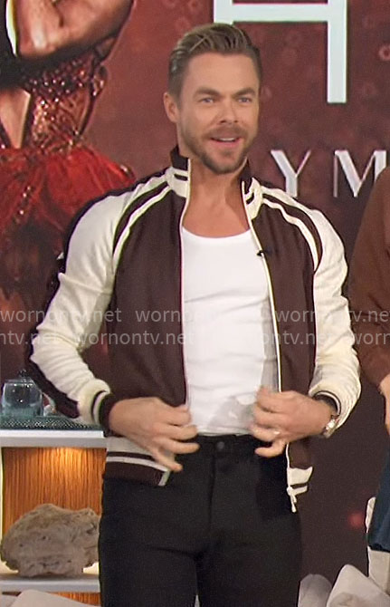 Derek Hough's brown track jacket on The Talk