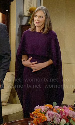 Diane's purple cape overlay dress on The Young and the Restless