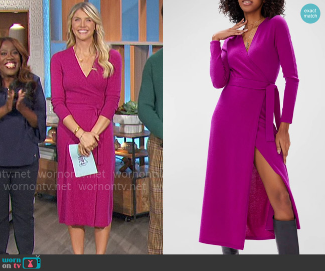 Diane von Furstenberg Astrid Dress in Red Purple worn by Amanda Kloots on The Talk