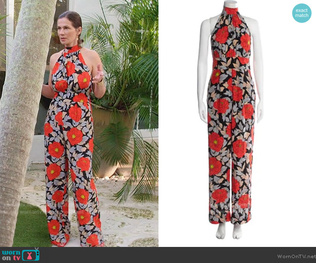 Diane von Furstenberg Silk Floral Print Jumpsuit worn by Julia Lemigova (Julia Lemigova) on The Real Housewives of Miami