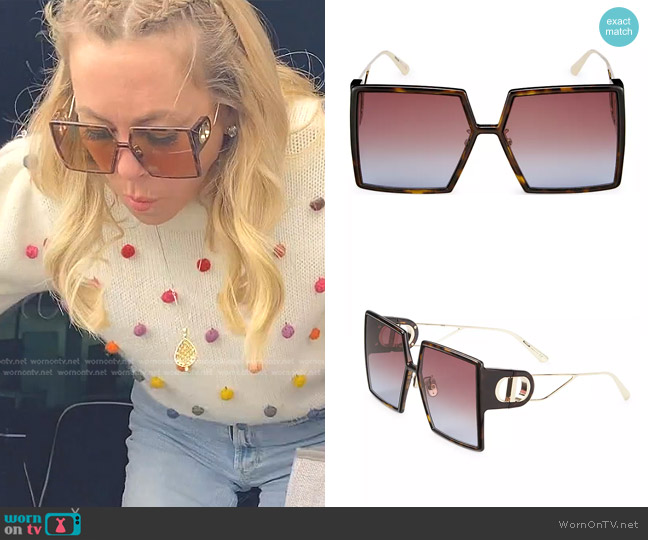 Dior 30Montaigne SU Sunglasses in Dark Havana Bordeaux worn by Sutton Stracke on The Real Housewives of Beverly Hills