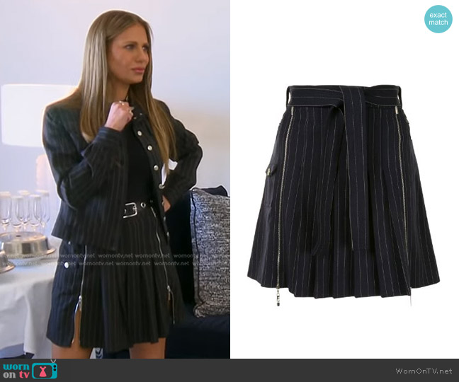 Christian Dior Pinstripe Pleated Skirt worn by Dorit Kemsley on The Real Housewives of Beverly Hills