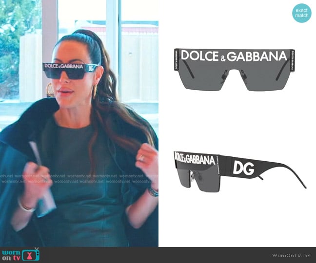 dolce & Gabbana DG Logo Oversized-Frame Sunglasses worn by Angie Katsanevas on The Real Housewives of Salt Lake City