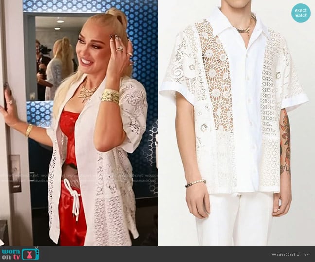 Dolce & Gabbana Lace-Insert Bowling Shirt worn by Gwen Stefani on Today