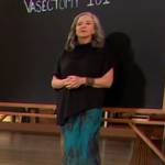 Dr. Suzanne Gilberg-Lenz’s abstract print skirt on The Drew Barrymore Show