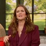 Drew’s burgundy blazer and pants on The Drew Barrymore Show