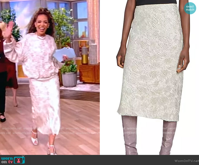 Dries van Noten Separ Floral Jacquard Midi-Skirt worn by Sunny Hostin on The View