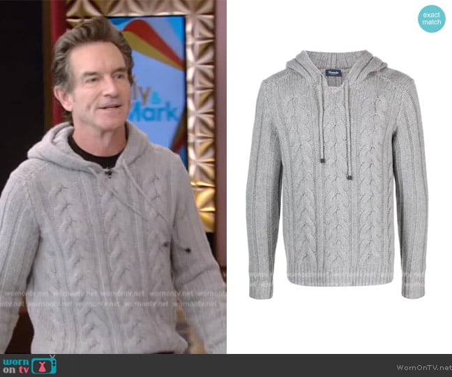 Drumohr Drawstring cashmere hoodie worn by Jeff Probst on Live with Kelly and Mark