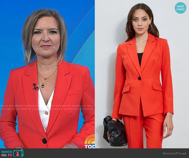 Elie Tahari Slim Fit Blazer in cayenne worn by Christine Romans on Today