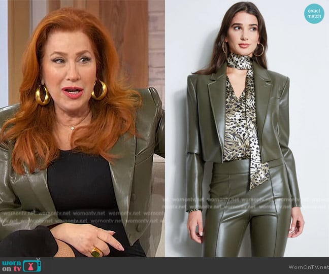 Elie Tahari Cropped Vegan Leather Jacket worn by Lisa Ann Walter on Sherri