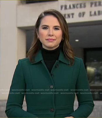 Elizabeth Schulze’s green coat on Good Morning America