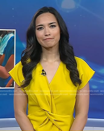 Emilie Ikeda's yellow twist short sleeve top on Today