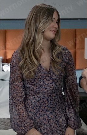 Emma’s purple floral wrap dress on General Hospital