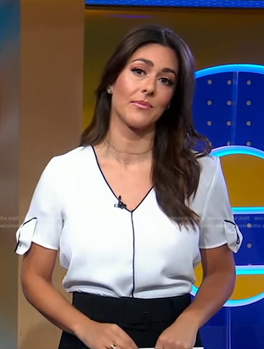 Erielle's white top with black piping on Good Morning America
