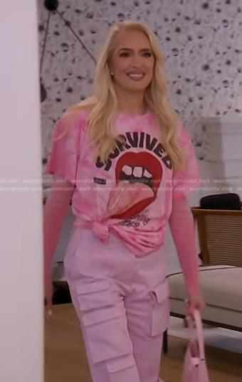 Erika's pink The Rolling Stones print tee on The Real Housewives of Beverly Hills