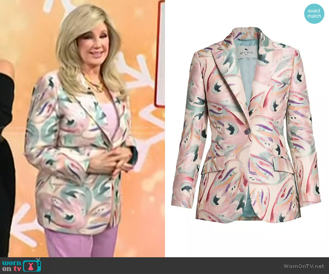 Etro Painterly Butterfly Wing Blazer worn by Morgan Fairchild on Today