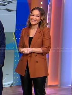 Eva’s brown double breasted blazer on Good Morning America