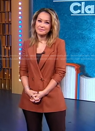 Eva’s brown double breasted blazer on Good Morning America