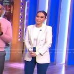 Eva’s white blazer and blue flare pants on Good Morning America