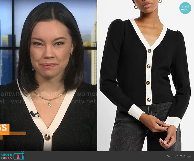 WornOnTV: Jo Ling Kent’s black cardigan with white trim on CBS Mornings ...