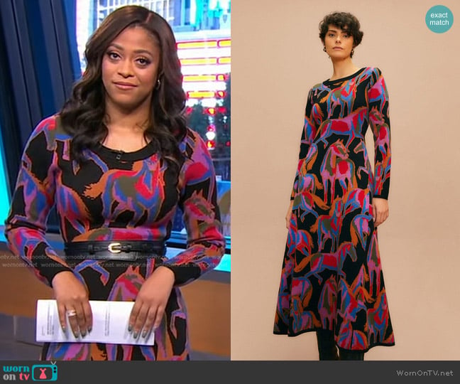 Farm Rio Wild Horses Knit Dress worn by Morgan Norwood on Good Morning America