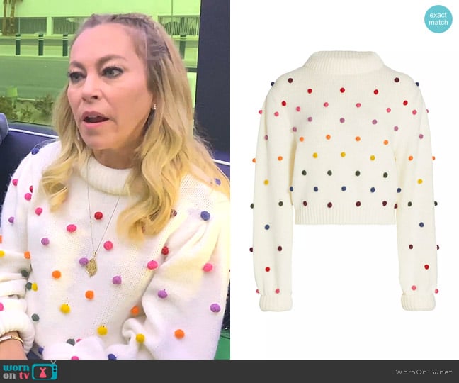 Farm Rio Pom Pom Dot Sweater worn by Sutton Stracke on The Real Housewives of Beverly Hills