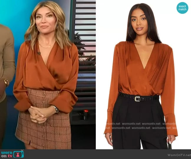 Favorite Daughter Date Blouse worn by Kit Hoover on Access Hollywood