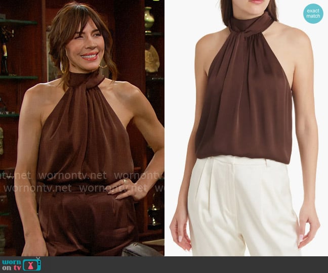 Favorite Daughter The Ivy Top in Coffee worn by Taylor Hayes (Krista Allen) on The Bold and the Beautiful