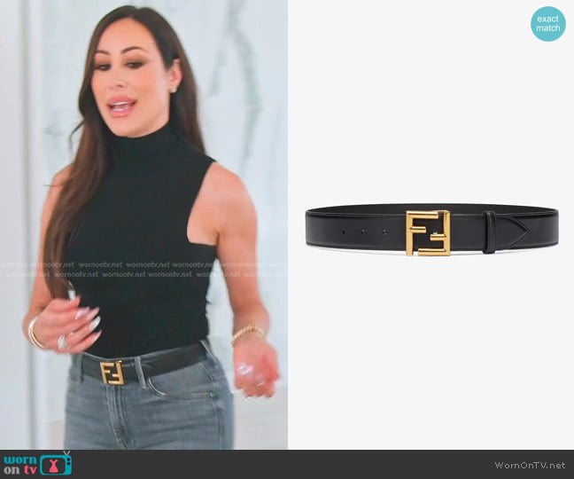 Fendi FF Leather Belt worn by Angie Katsanevas on The Real Housewives of Salt Lake City