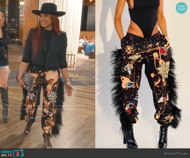 Fly and Fearless Boutique Rock Star Space Junkie Joggers worn by Garcelle Beauvais on The Real Housewives of Beverly Hills