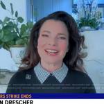 Fran Drescher’s black houndstooth collar sweater on Good Morning America
