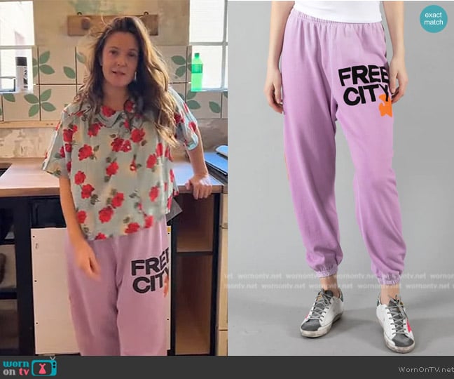 Free City Lets Go Sweatpants worn by Drew Barrymore on The Drew Barrymore Show