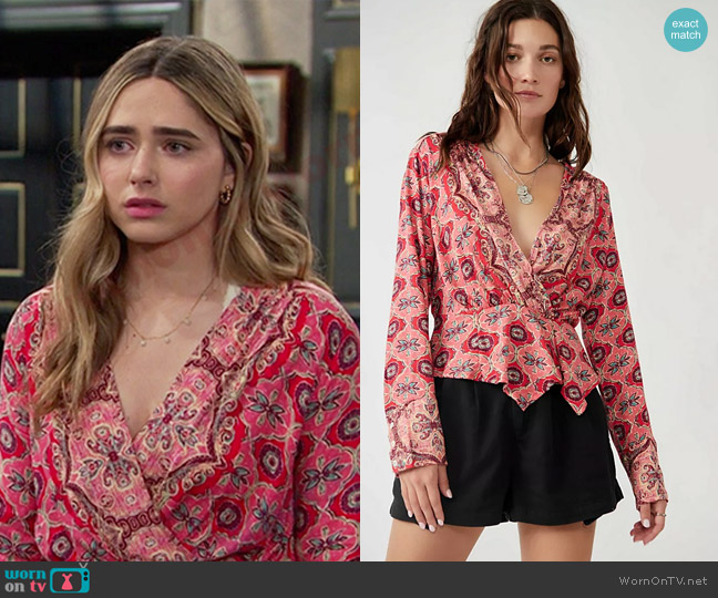 Free People Falling For You Top worn by Holly Jonas (Ashley Puzemis) on Days of our Lives