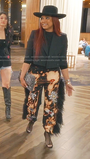 Garcelle's embellished tie dye jogger pants on The Real Housewives of Beverly Hills