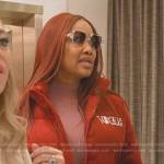 Garcelle’s red corduroy padded jacket on The Real Housewives of Beverly Hills