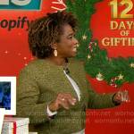 Gayle Bass’ sparkly olive green jacket on CBS Mornings