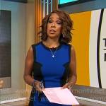 Gayle King’s blue and black colorblock dress on CBS Mornings