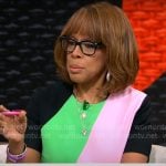 Gayle’s colorblock dress on CBS Mornings